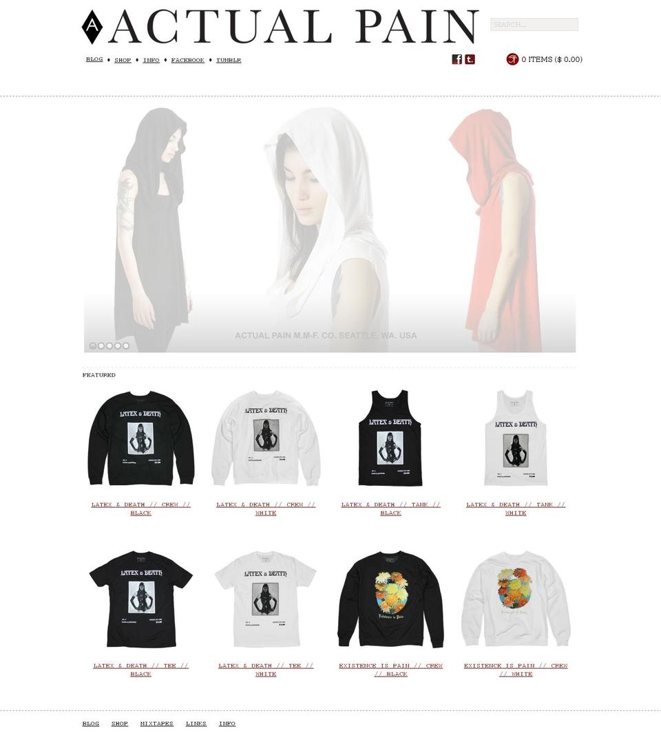 actualpain.myshopify.com shopify website screenshot