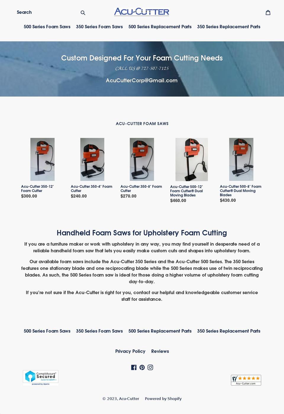 acu-cutter.com shopify website screenshot