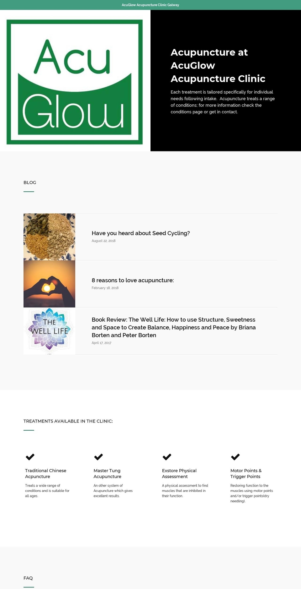 acuglowacupuncture.com — Shopify storefront screenshot
