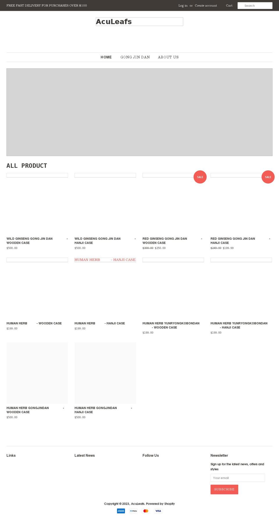 aculeafs.com shopify website screenshot