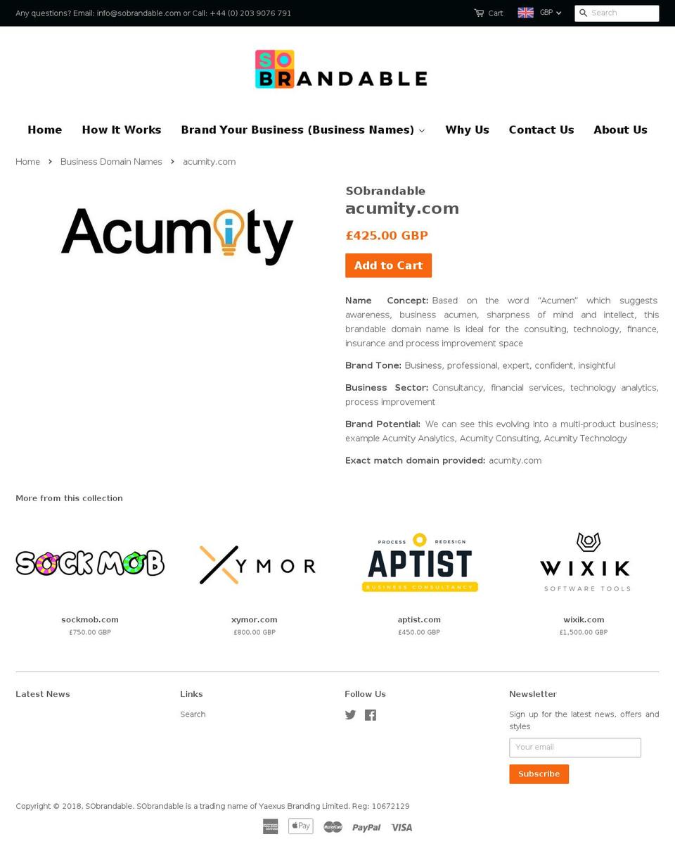 acumity.com — Shopify storefront screenshot