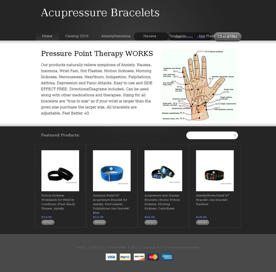 acupressurebracelets.com shopify website screenshot