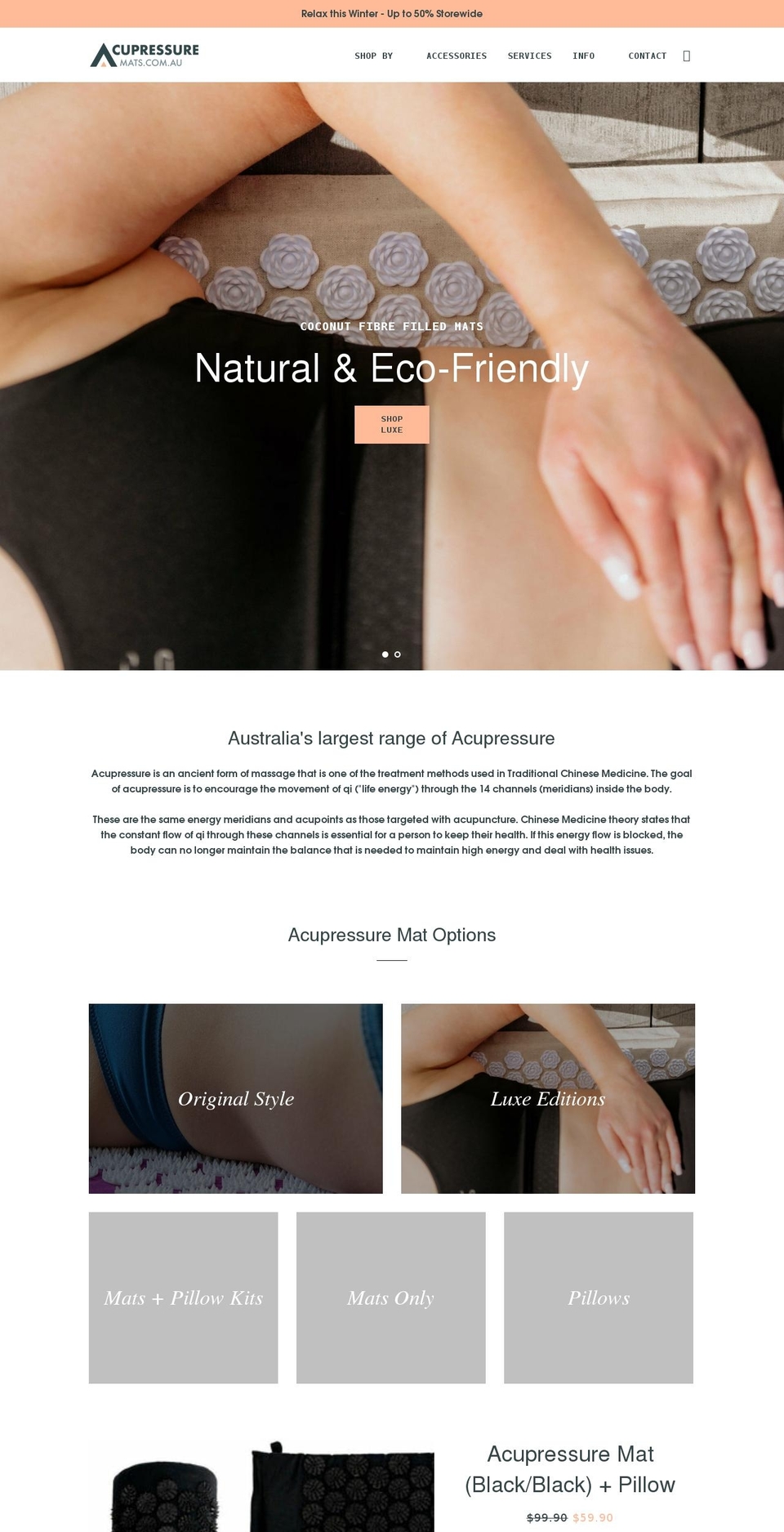 acupressuremats.com.au shopify website screenshot
