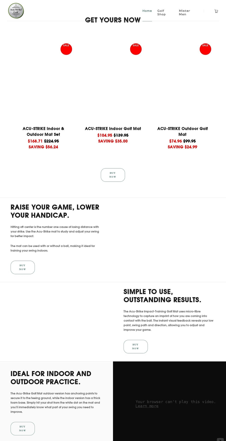 acustrikegolf.com.au shopify website screenshot