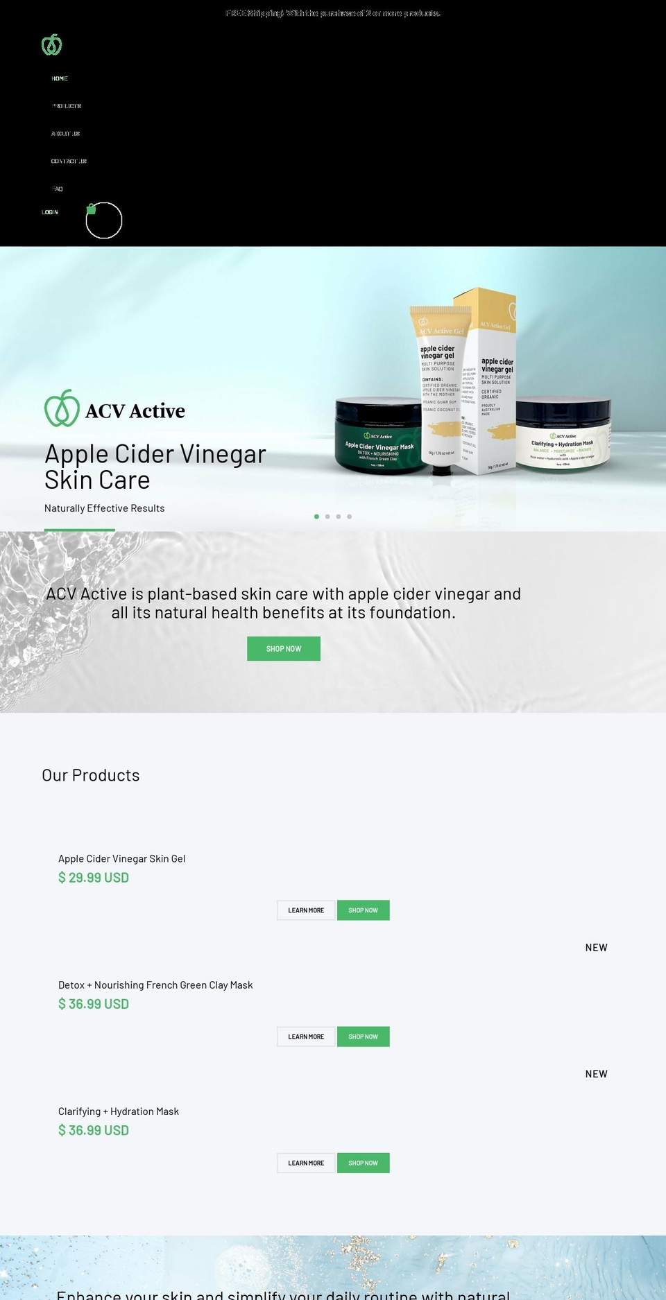 acvactive.com shopify website screenshot