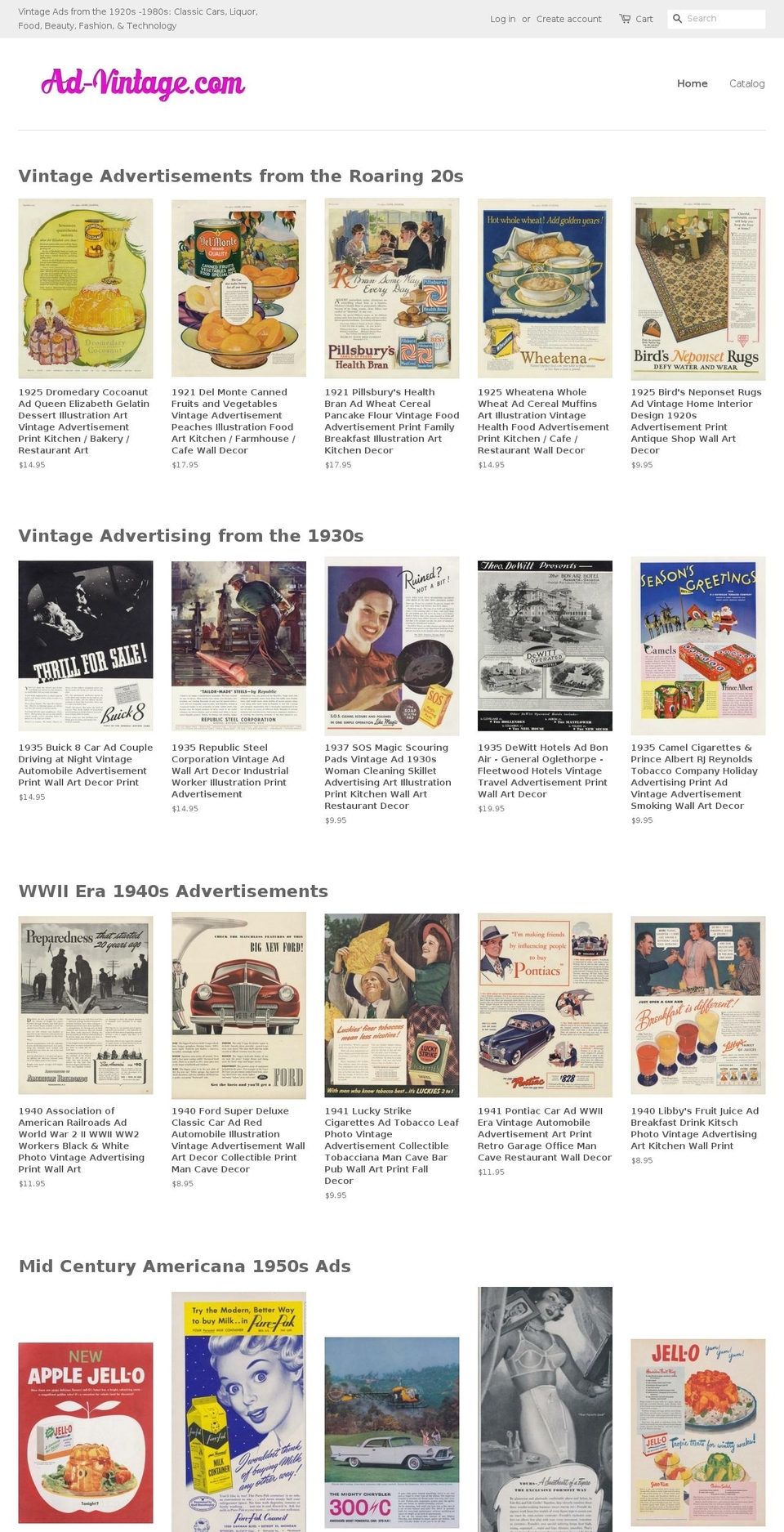 ad-vintage.com — Shopify storefront screenshot