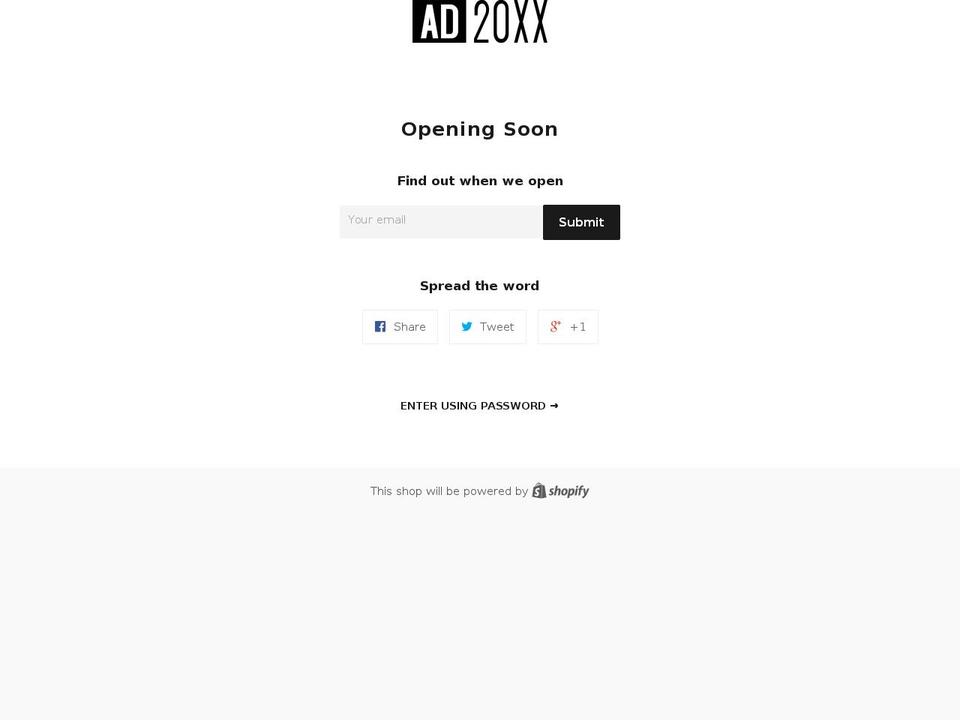 ad20xx.com — Shopify storefront screenshot