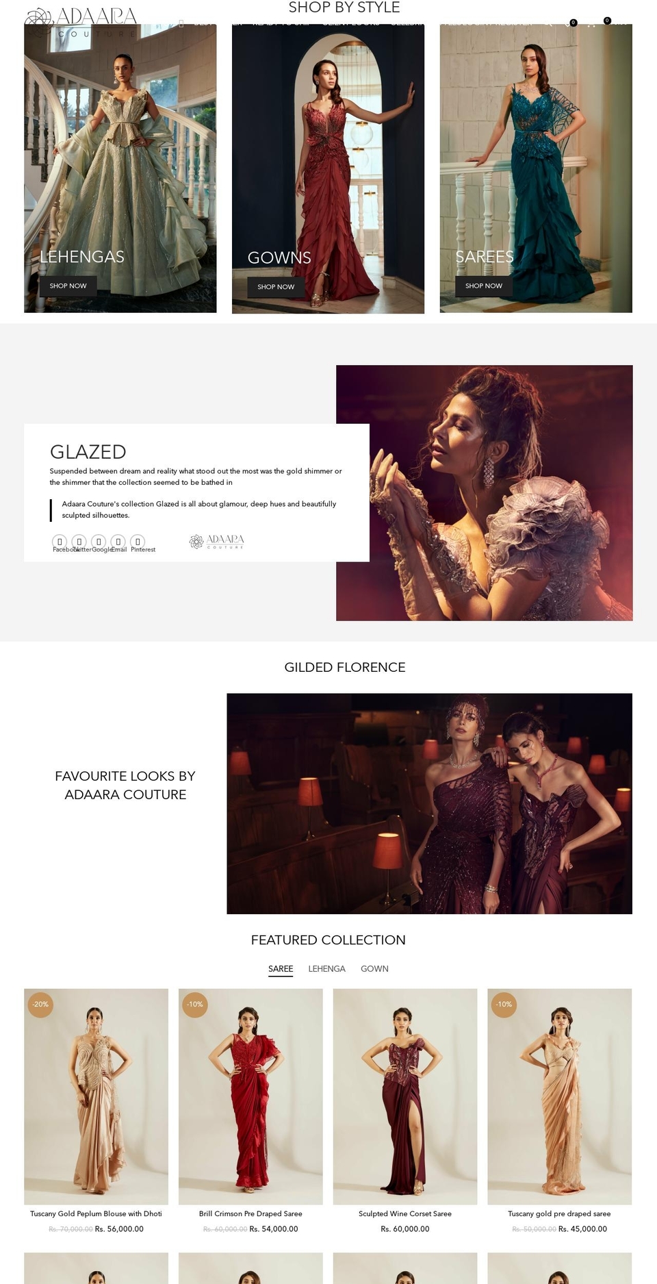 Woodmart Shopify theme site example adaaracouture.in
