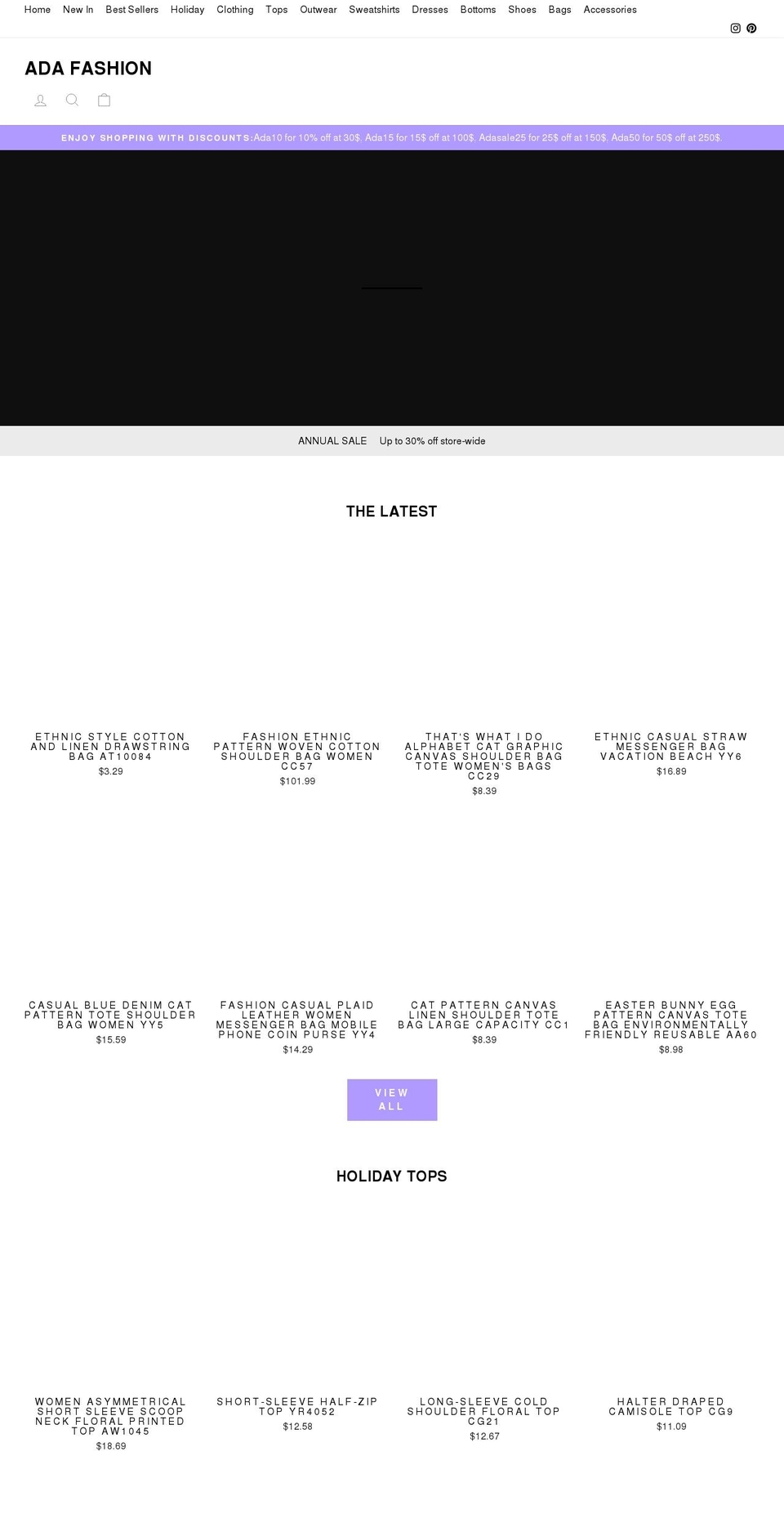 adafashion.net shopify website screenshot