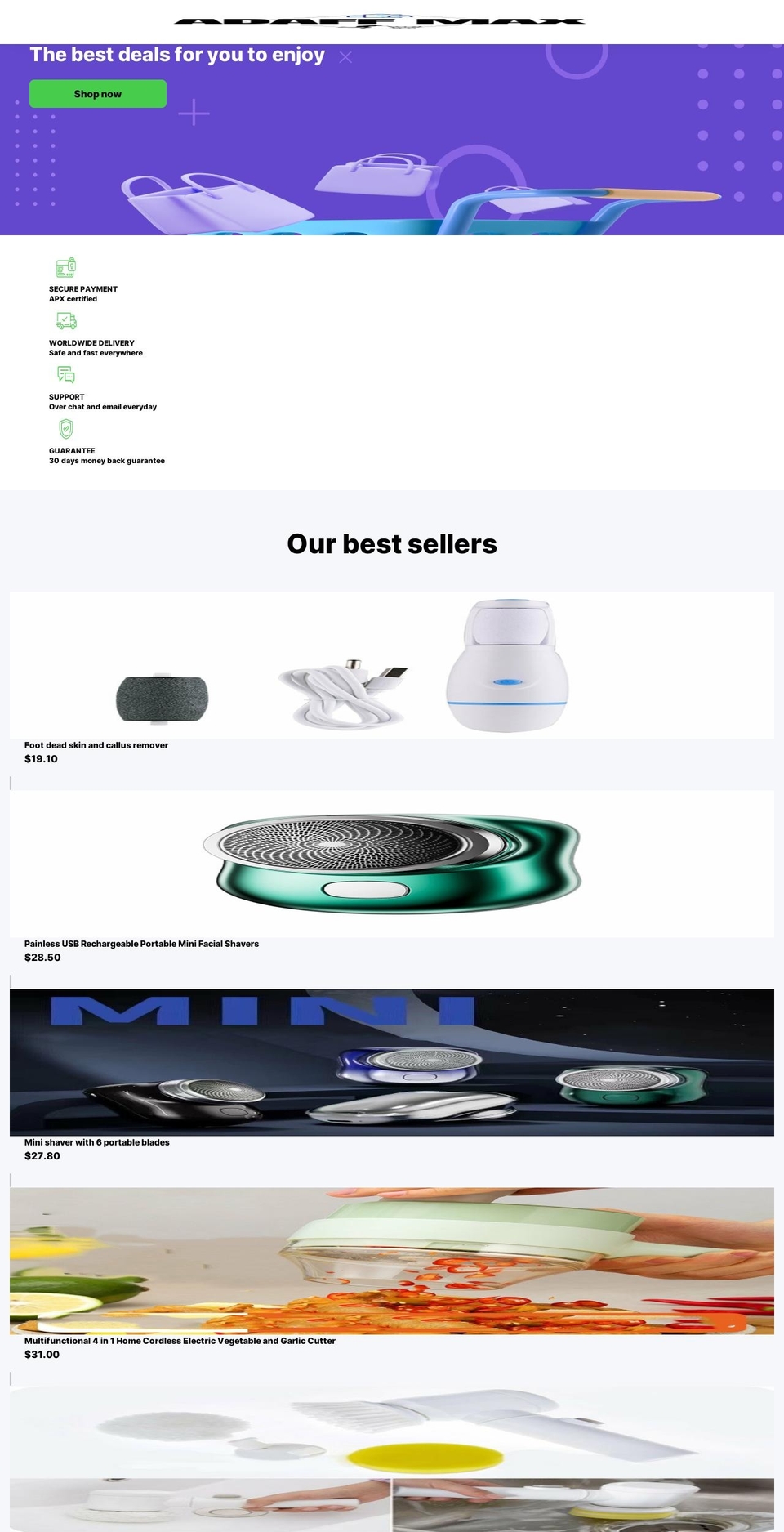 adaffmax.com shopify website screenshot