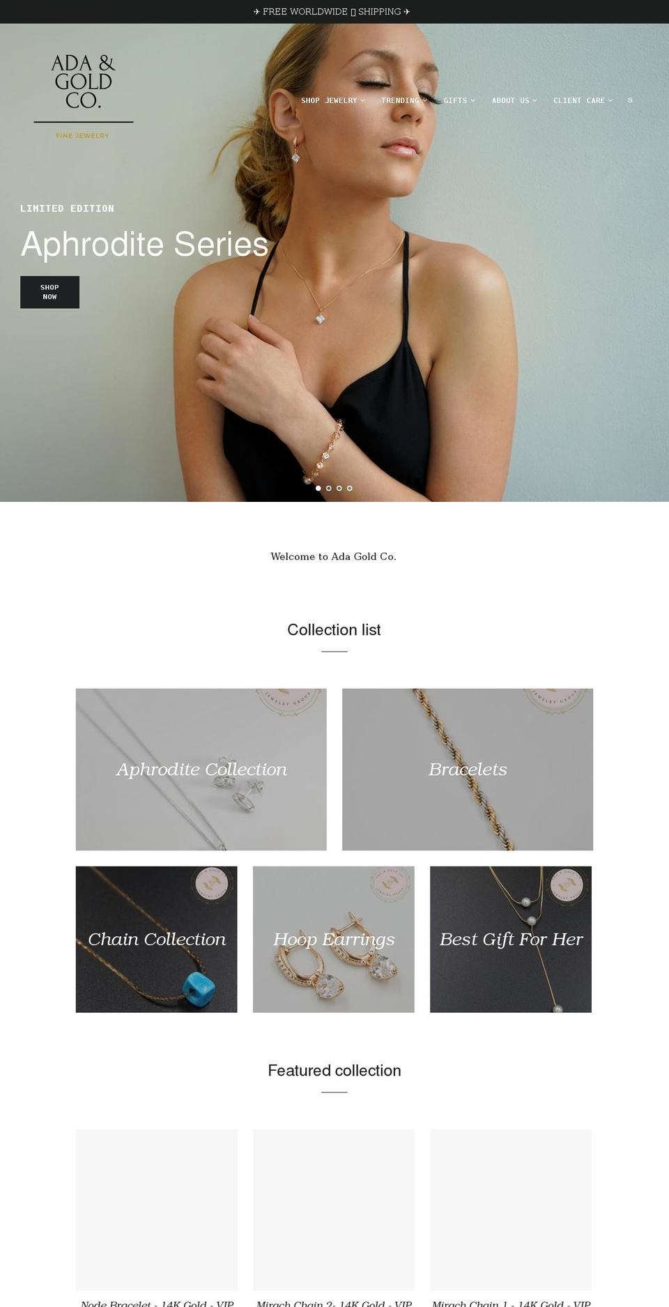 adagoldco.com shopify website screenshot