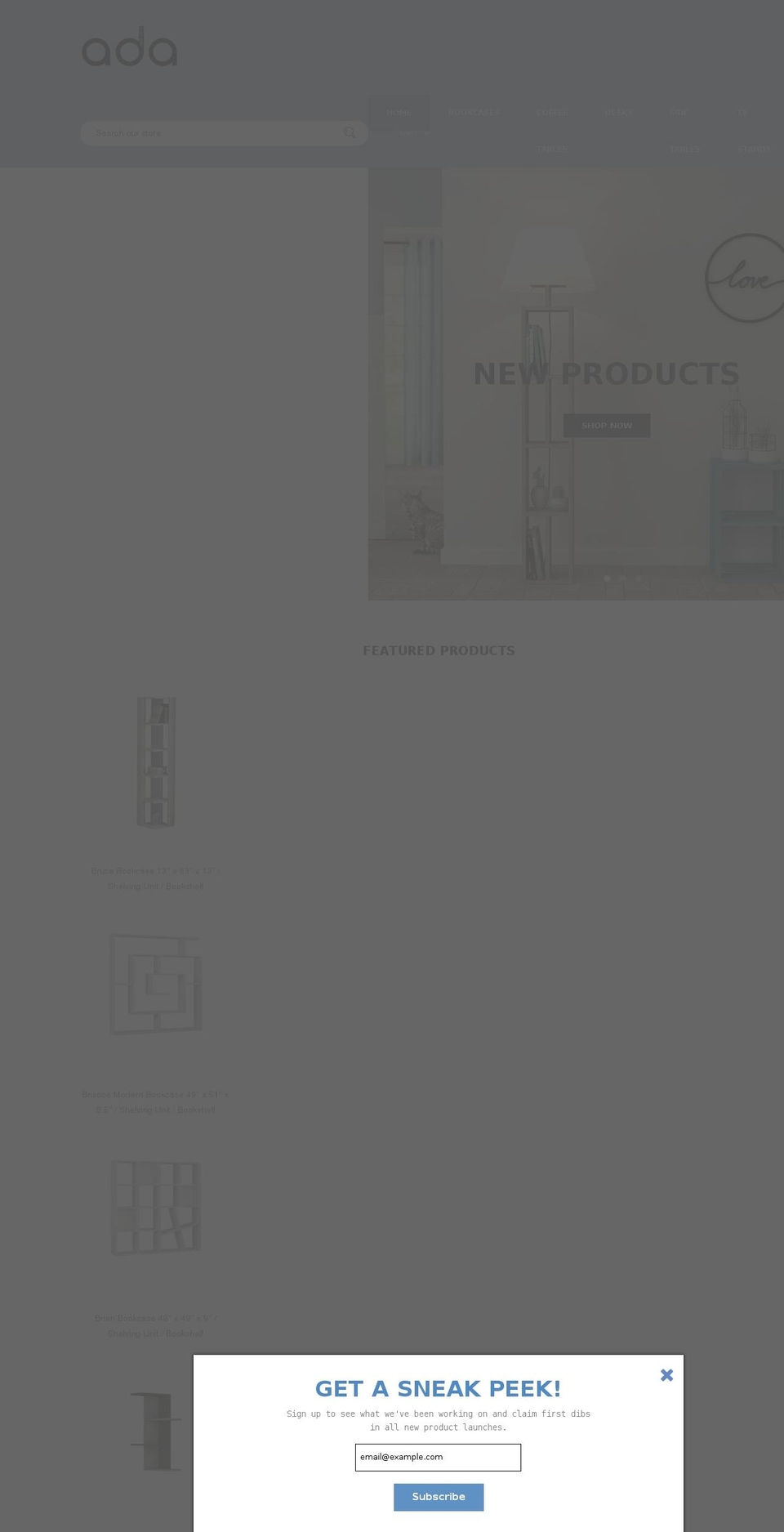 adahomedecor.com — Shopify storefront screenshot