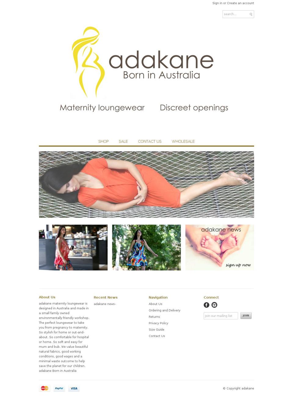 adakane.com.au shopify website screenshot