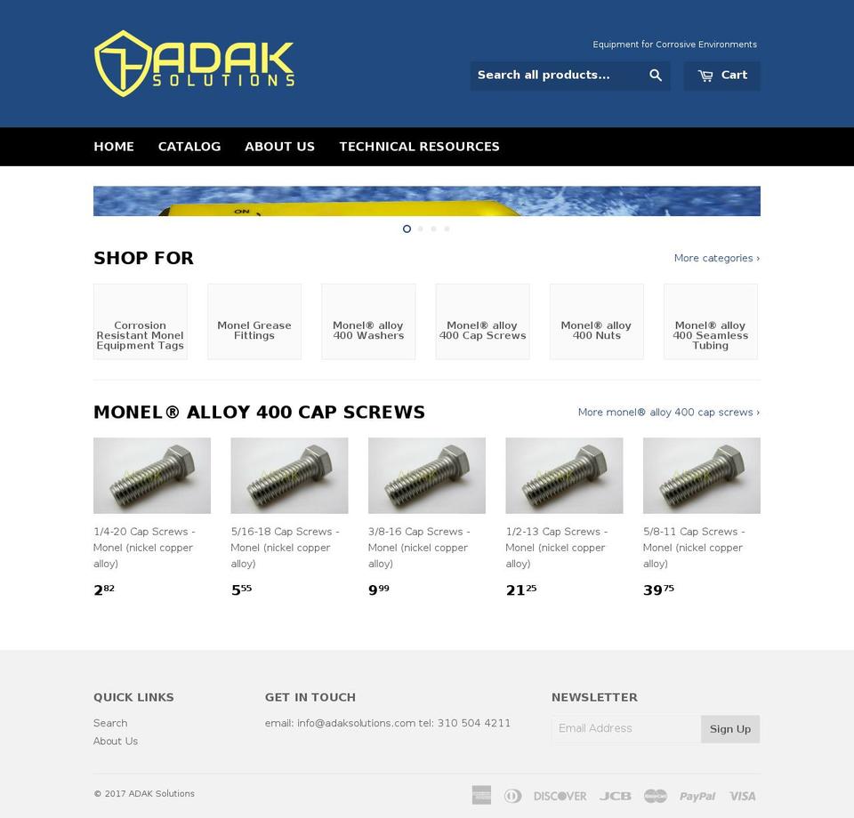 adaksolutions.com shopify website screenshot