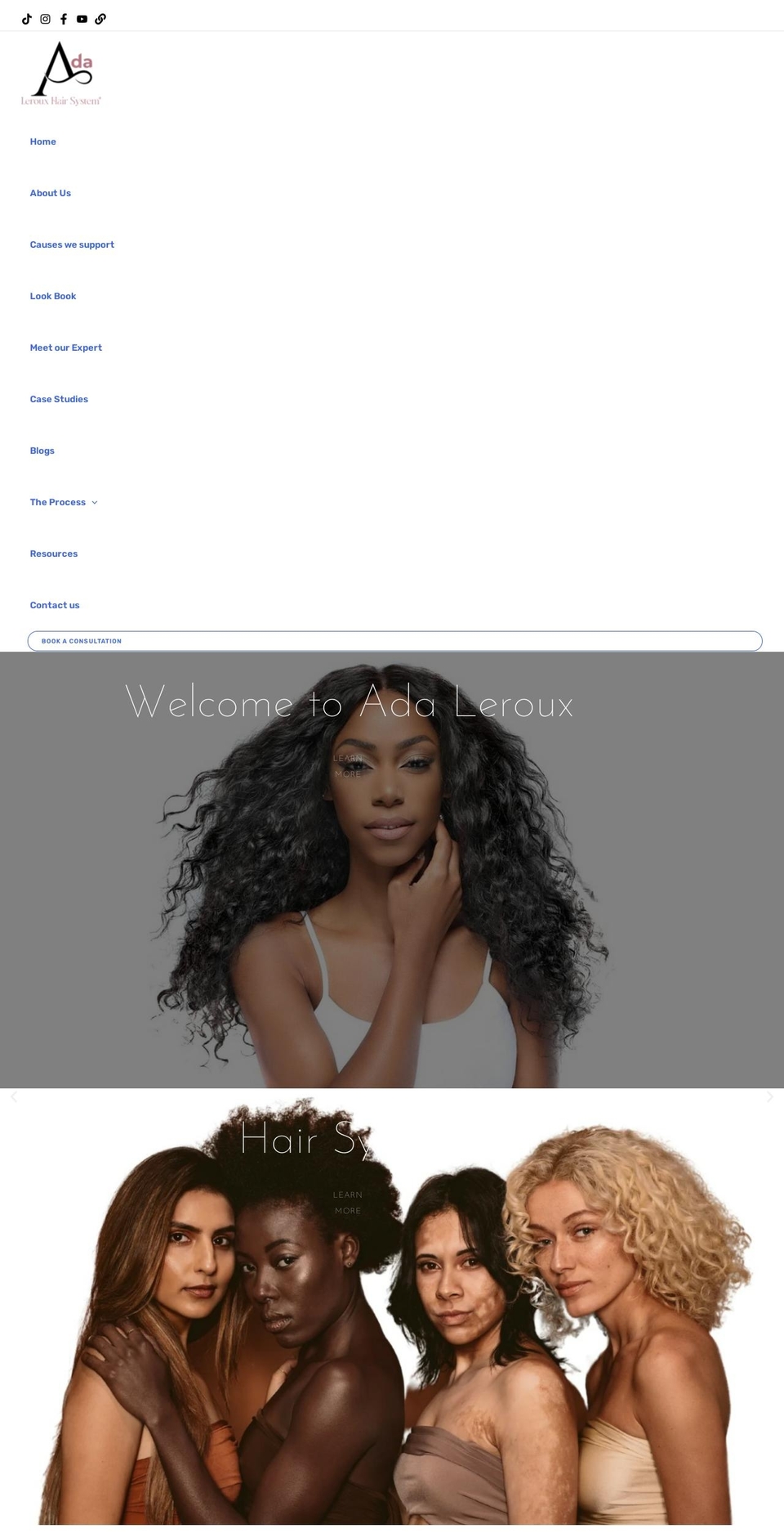 adalerouxhair.com shopify website screenshot