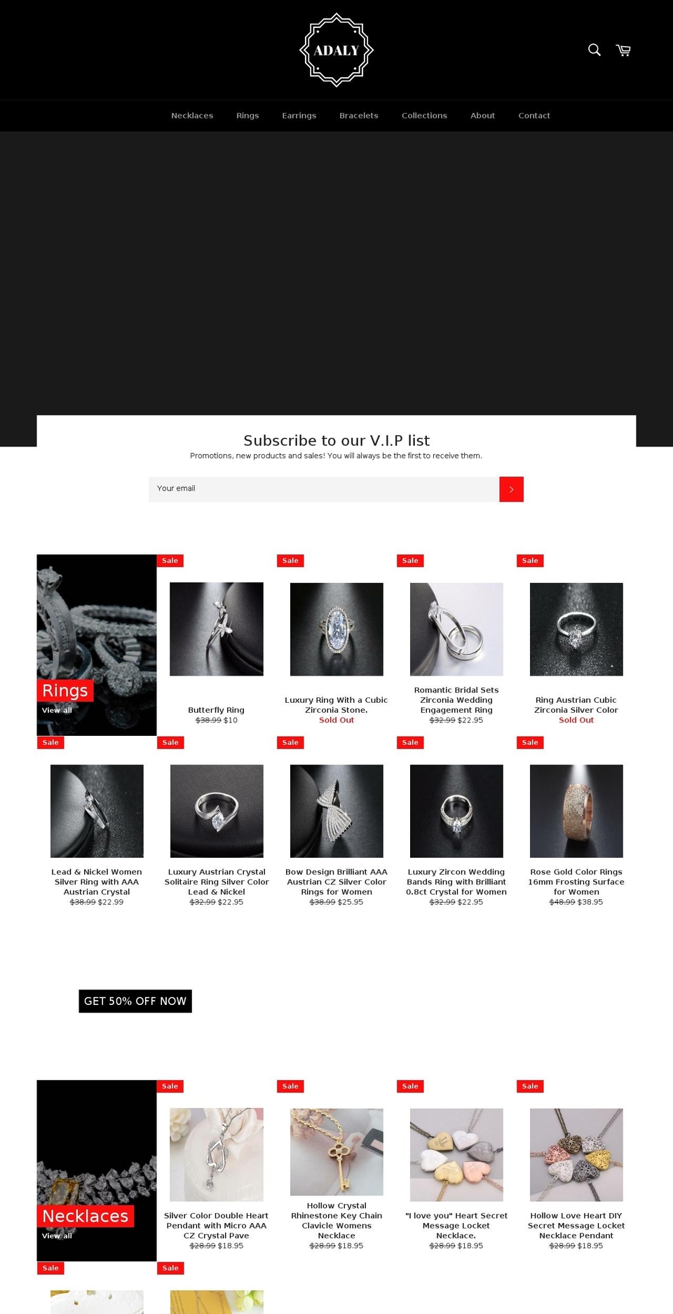 adalyjewelry.com shopify website screenshot