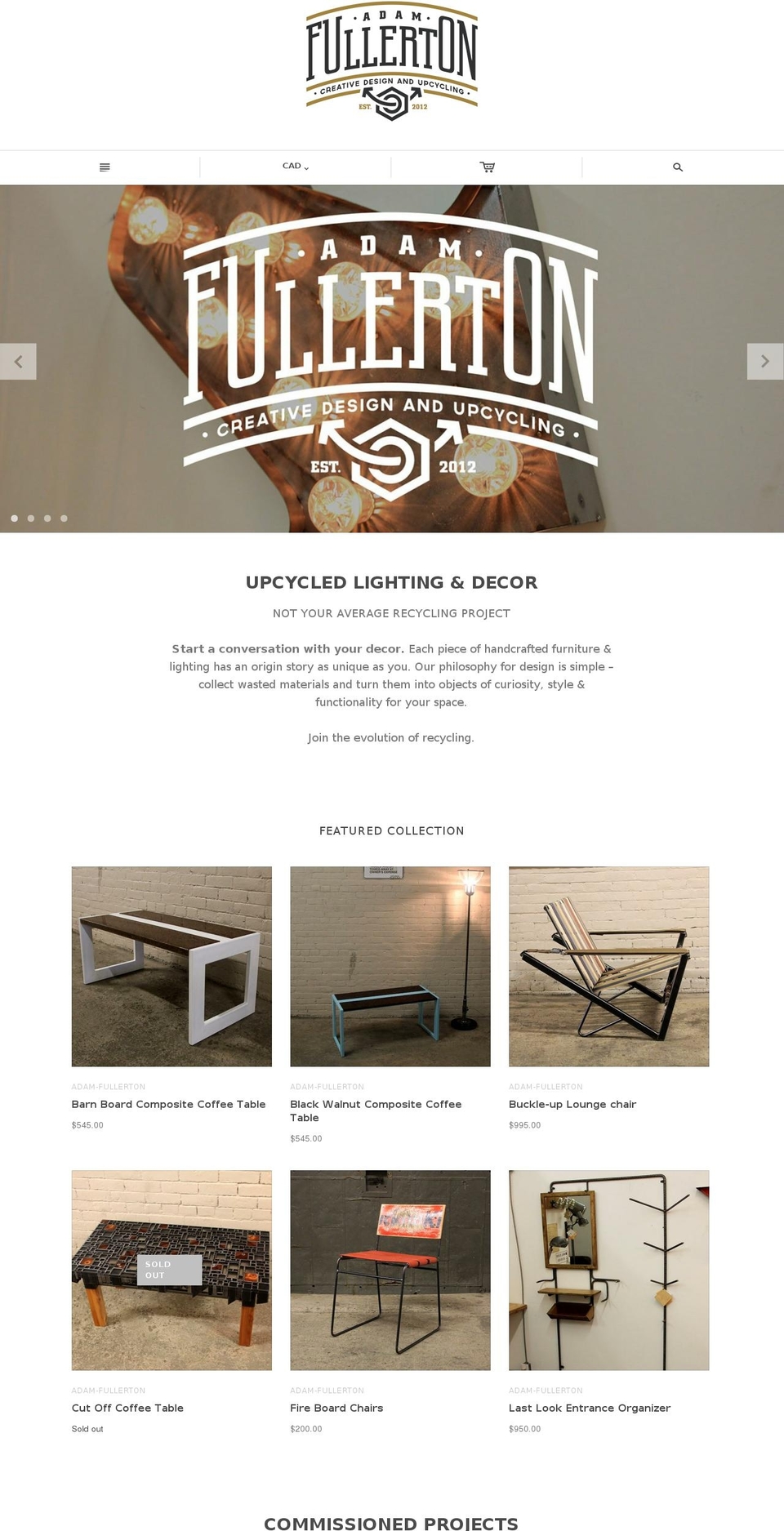 adam-fullerton.com shopify website screenshot