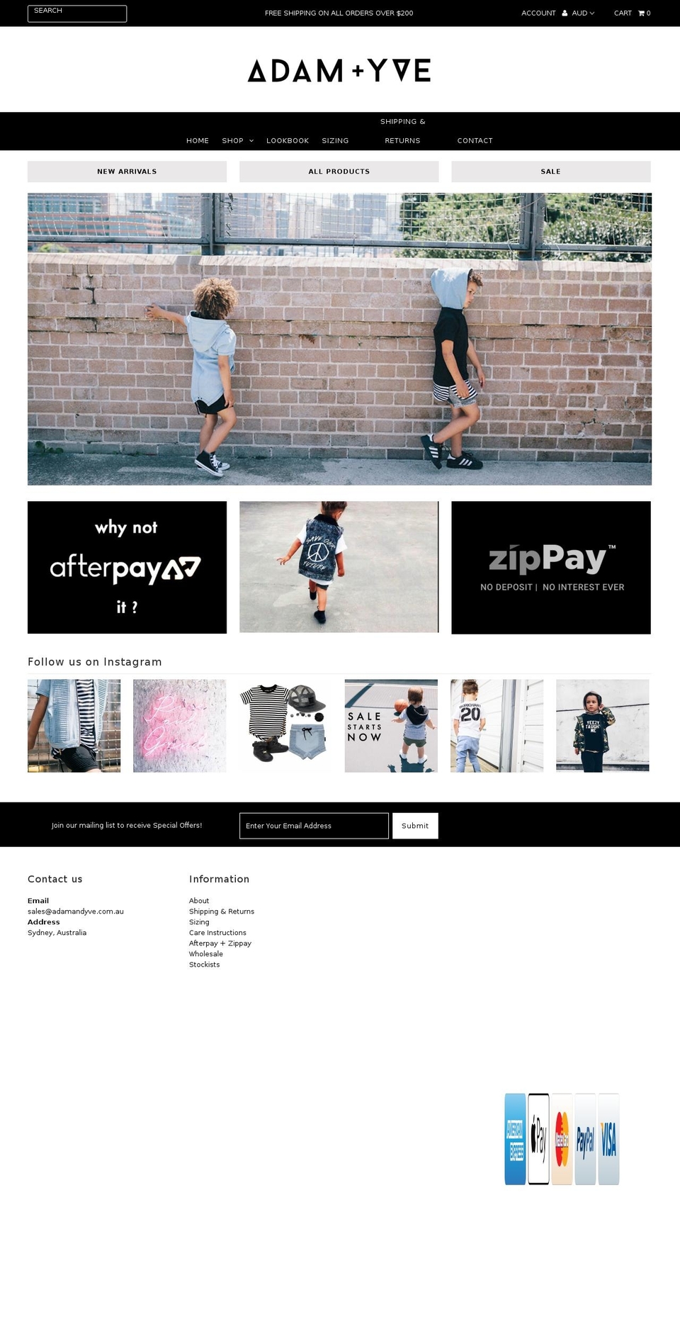 adamandyve.com shopify website screenshot