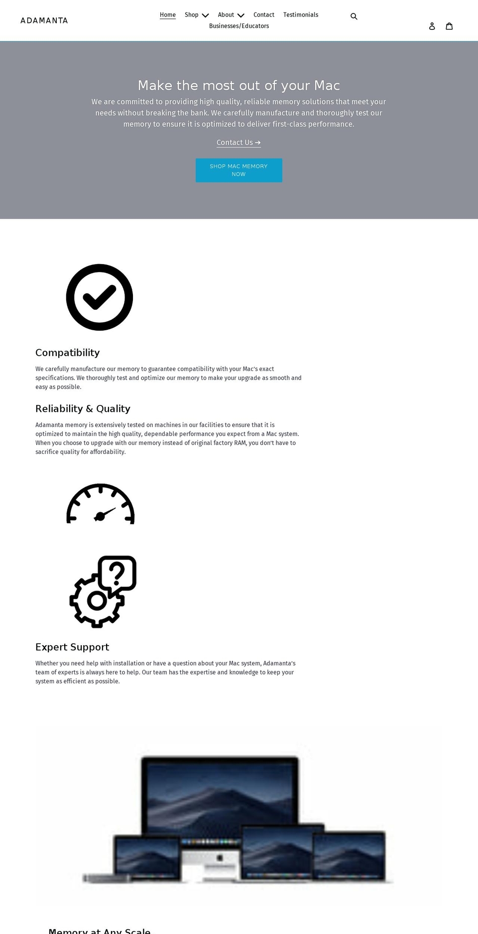 adamantainc.com shopify website screenshot