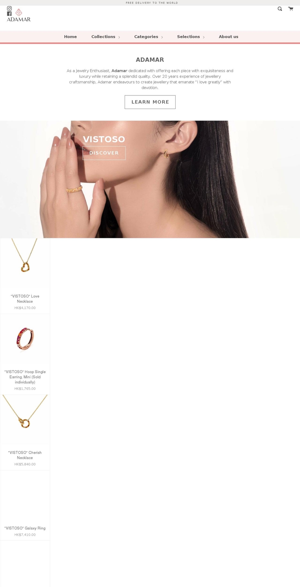 adamarjewels.com shopify website screenshot