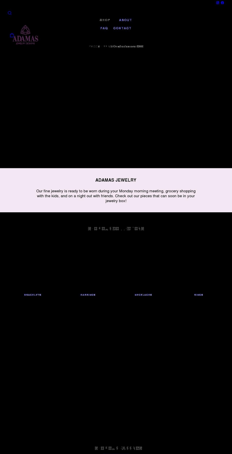 adamasjewelrydesigns.com shopify website screenshot