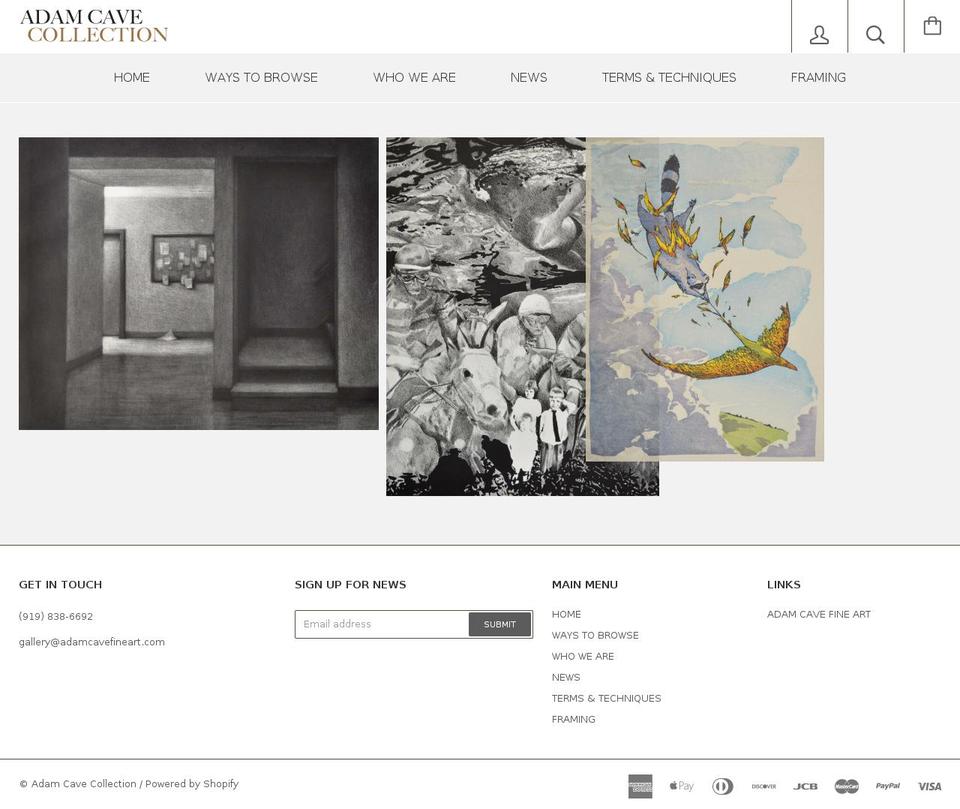 adamcavecollection.com — Shopify storefront screenshot