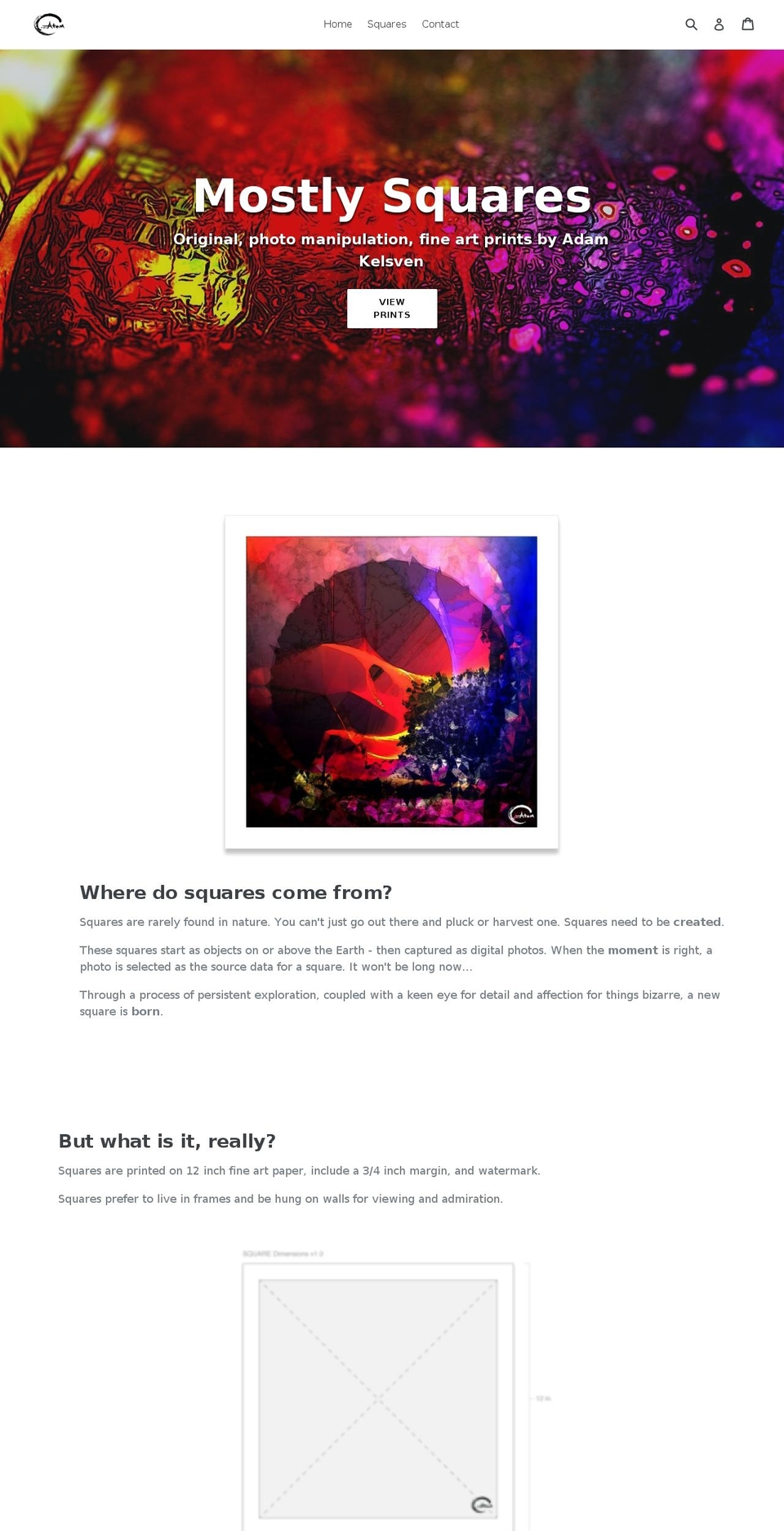 Mostly Squares Shopify theme site example adamkelsven.com