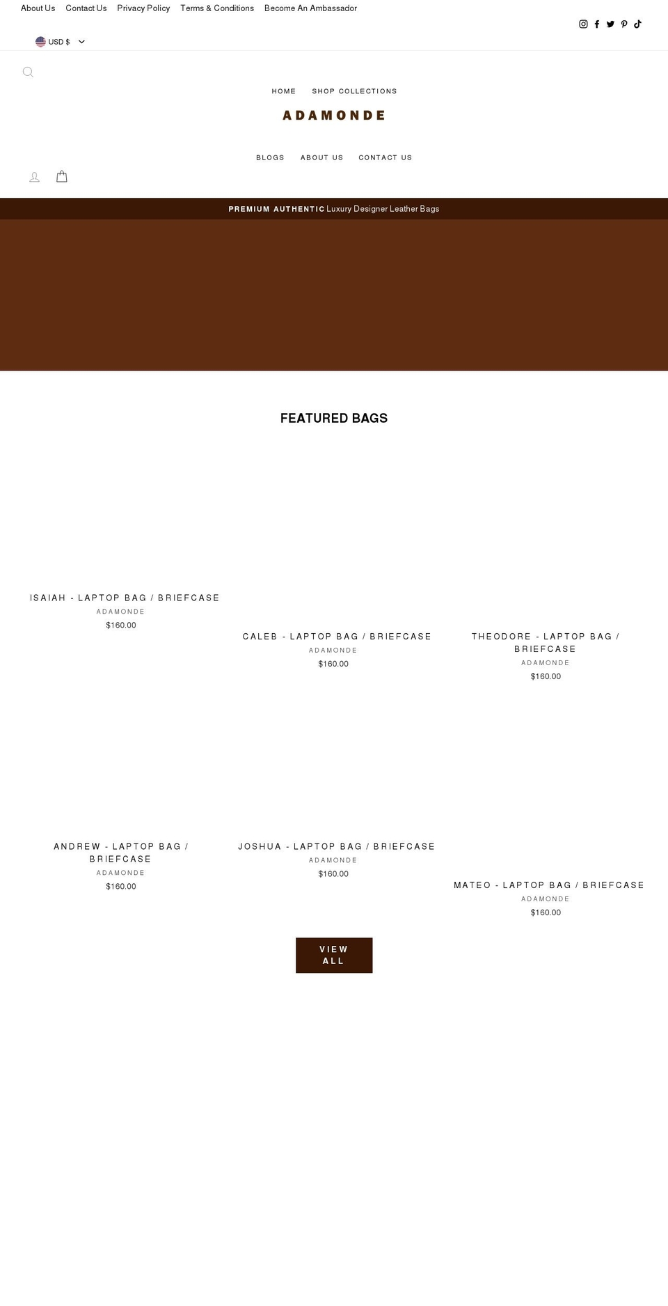 adamonde.com shopify website screenshot