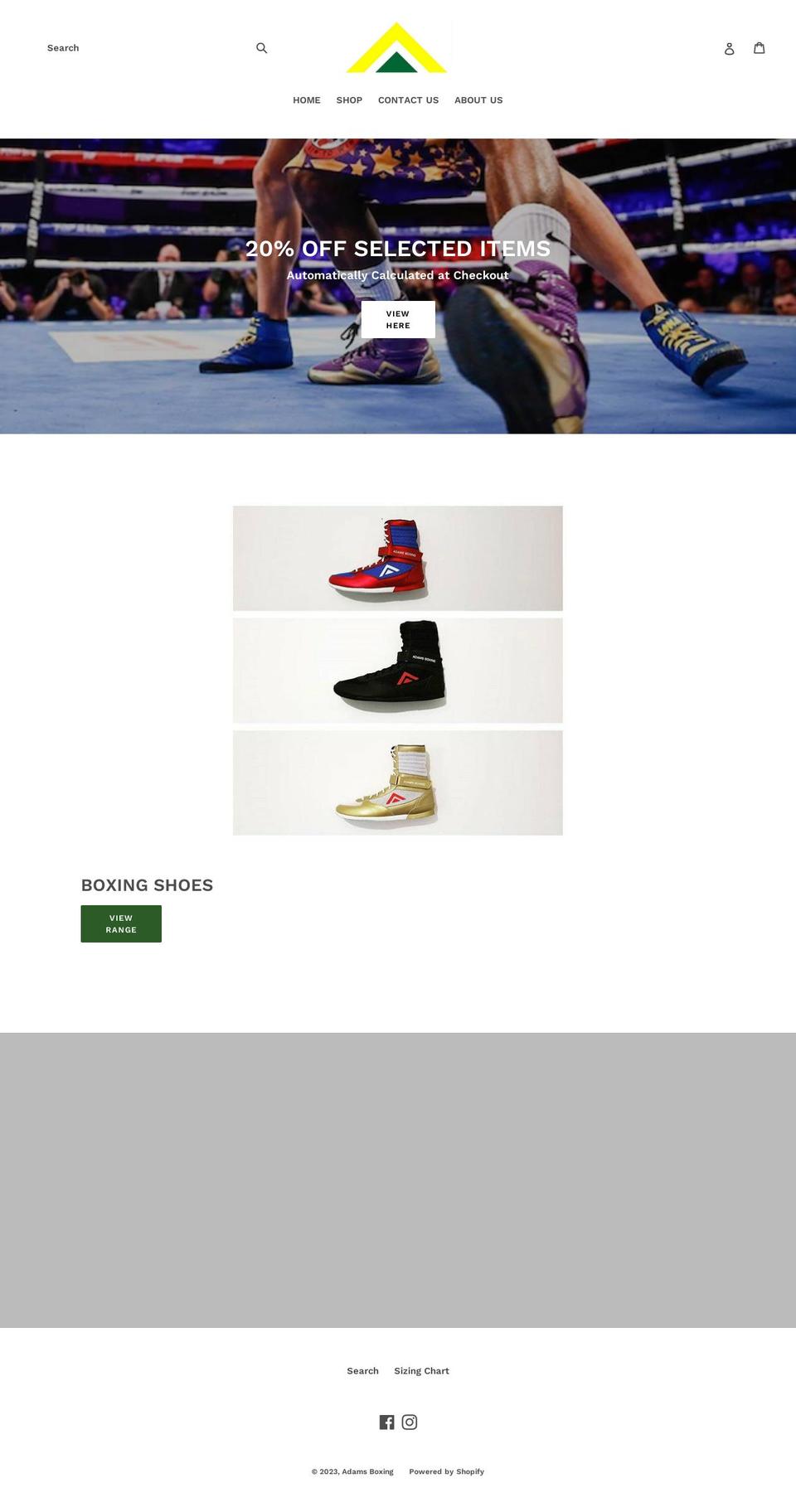 adamsboxing.com.au shopify website screenshot