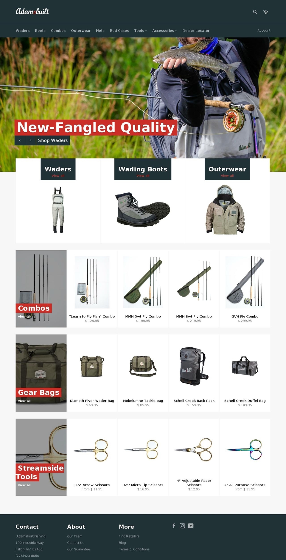 adamsbuiltfishing.com shopify website screenshot