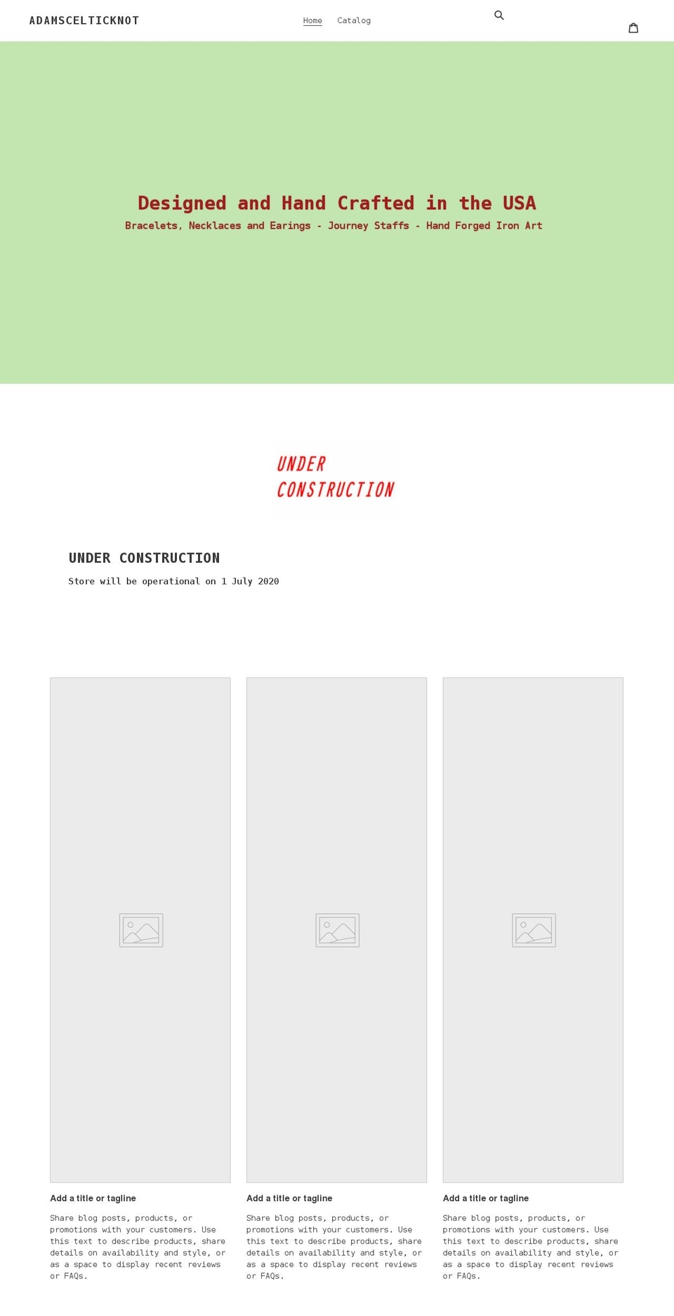 adamscelticknot.com shopify website screenshot