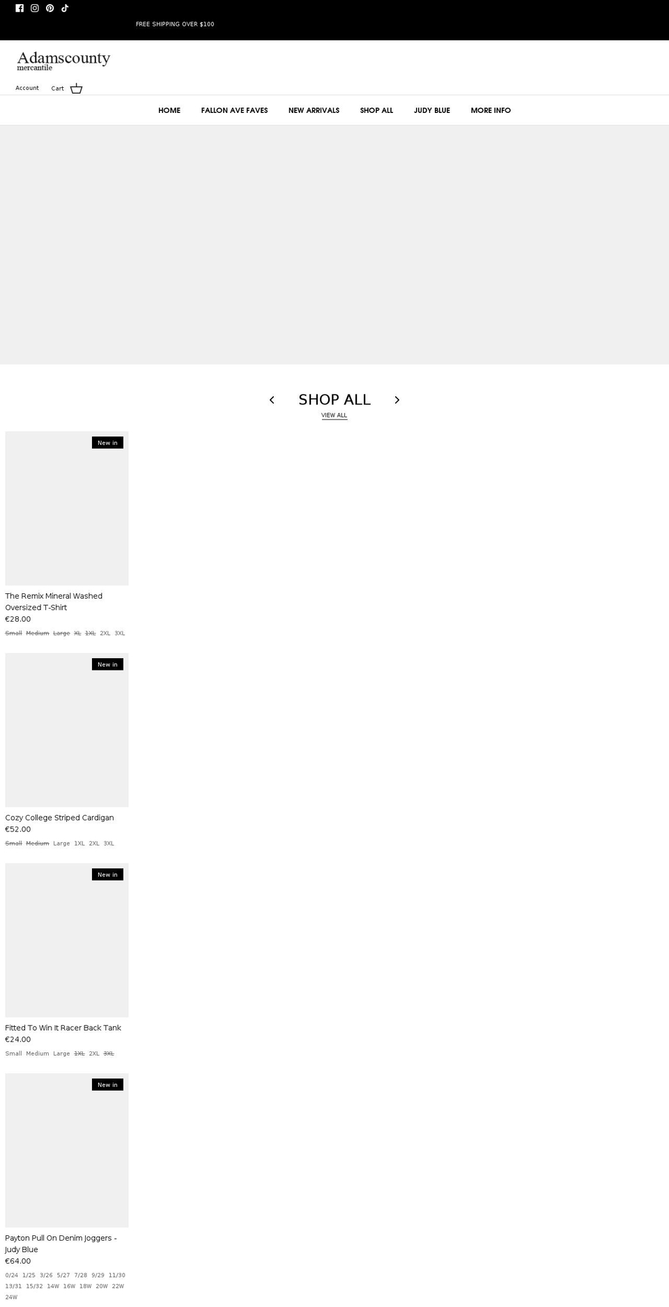 adamscountymercantile.com shopify website screenshot