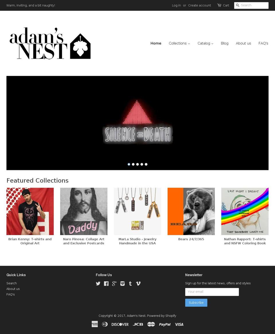 adamsnest.com shopify website screenshot