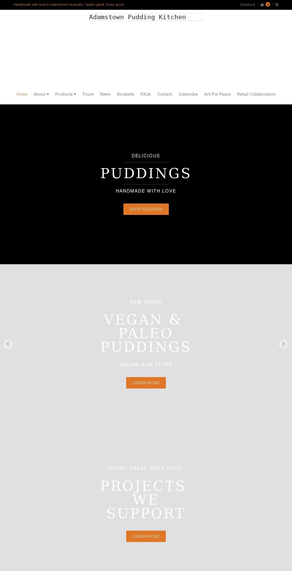 adamstownpuddingkitchen.org.au shopify website screenshot