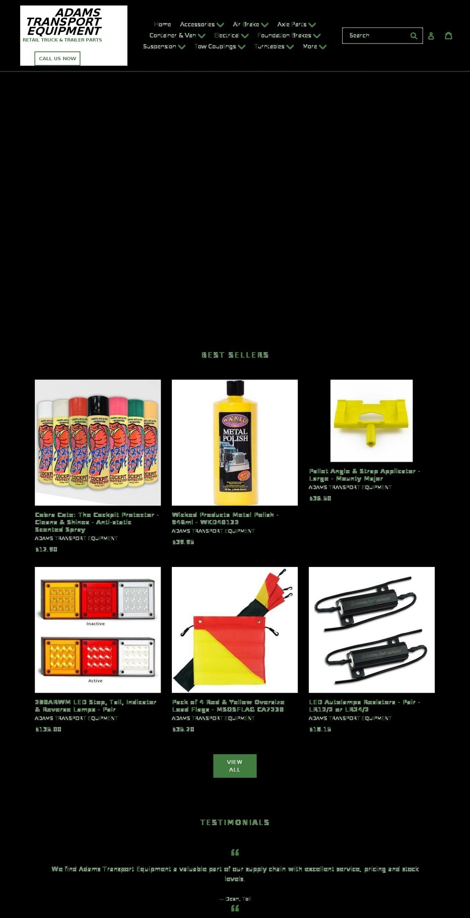 adamstransportequipment.com.au shopify website screenshot