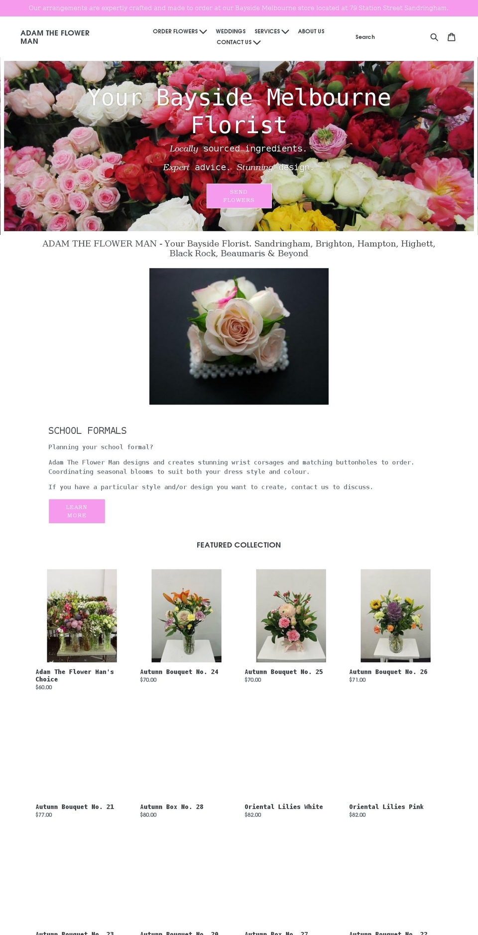 adamtheflowerman.com.au shopify website screenshot