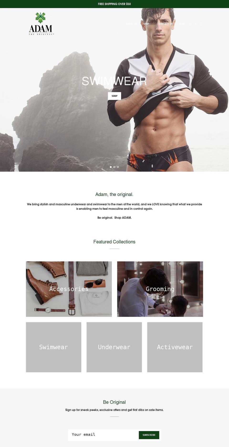 adamthemalestore.com — Shopify storefront screenshot