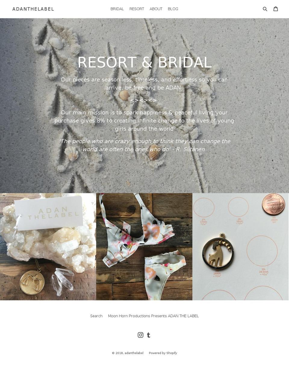 Birch Shopify theme site example adanthelabel.com