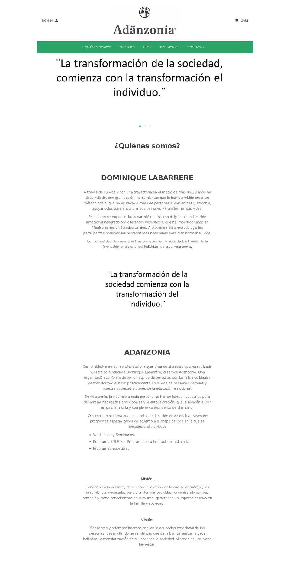 adanzonia.org shopify website screenshot