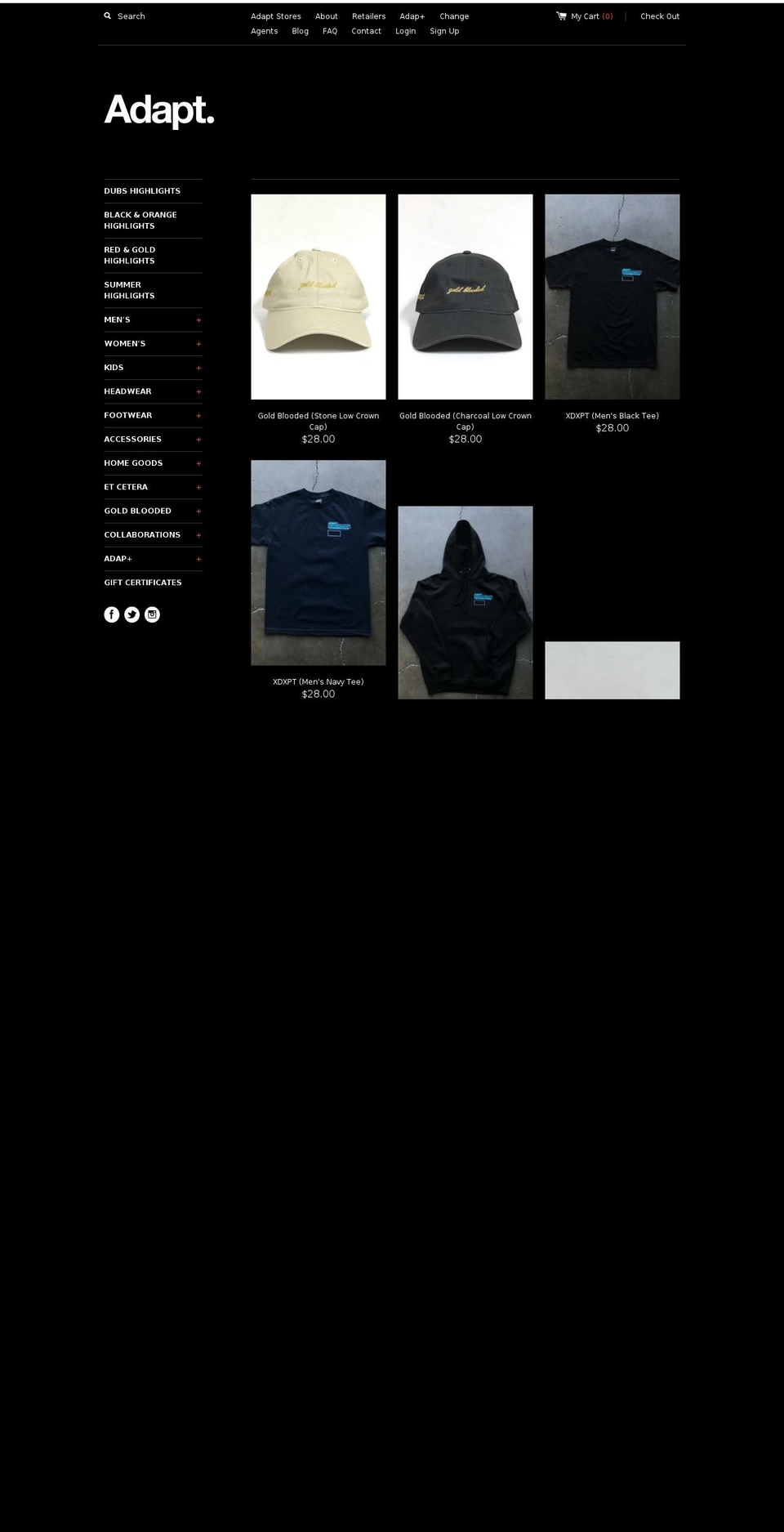 adapt.clothing shopify website screenshot