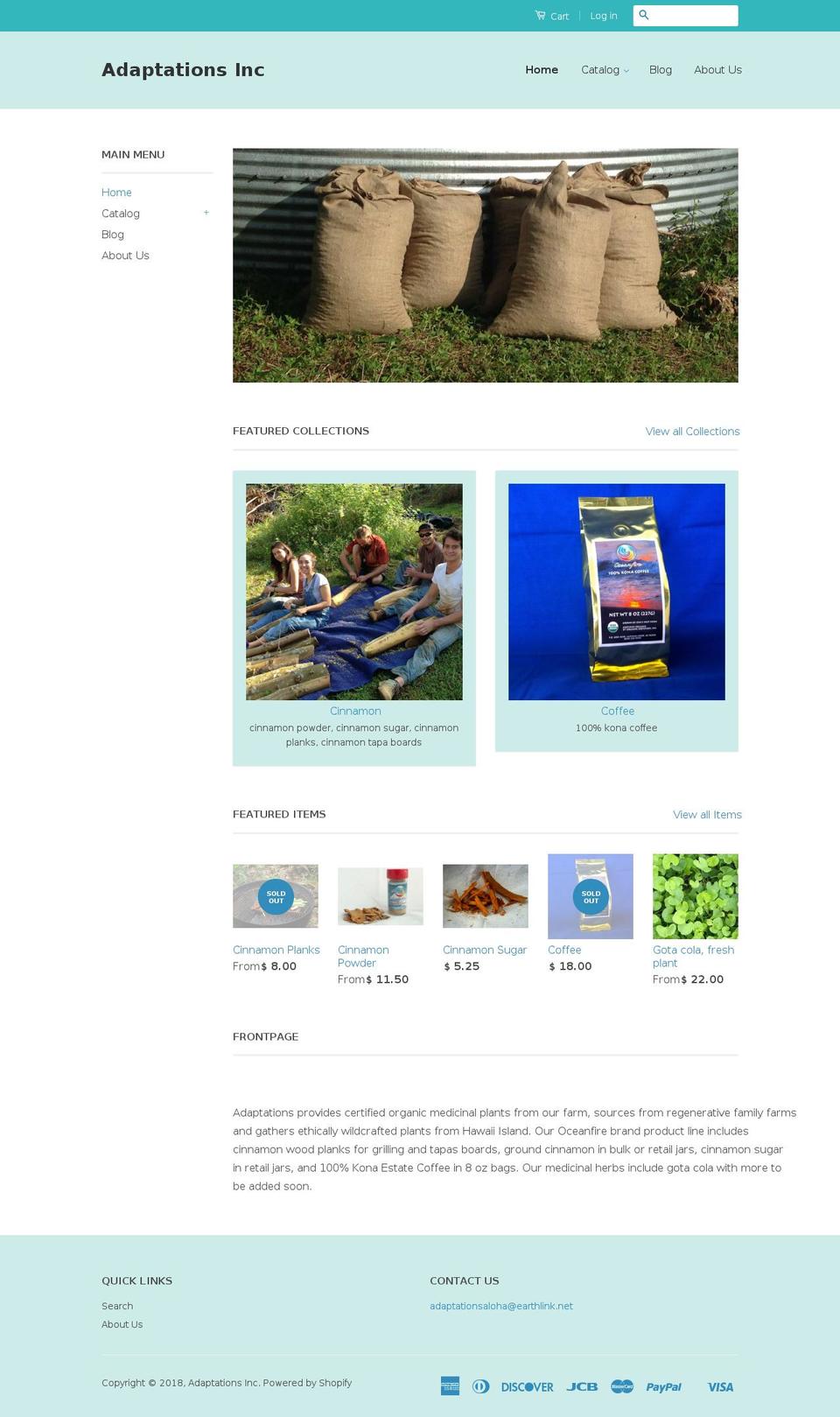 adaptationsaloha.store shopify website screenshot