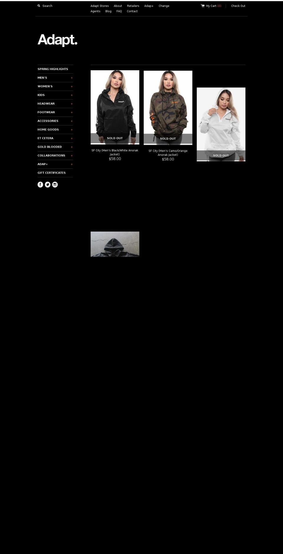adaptclothing.com shopify website screenshot