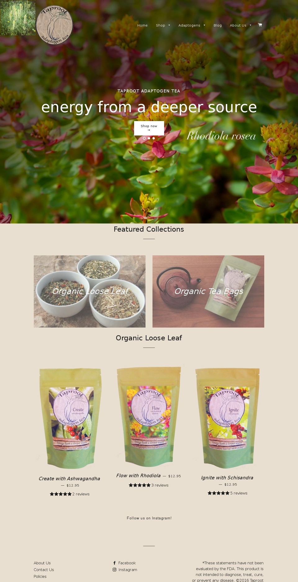 adaptogentea.com — Shopify storefront screenshot