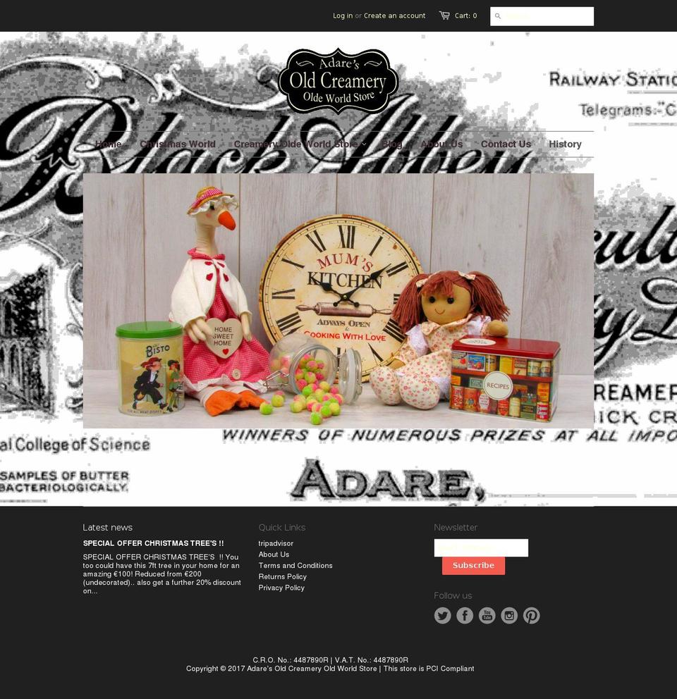 adaresoldcreamery.com shopify website screenshot