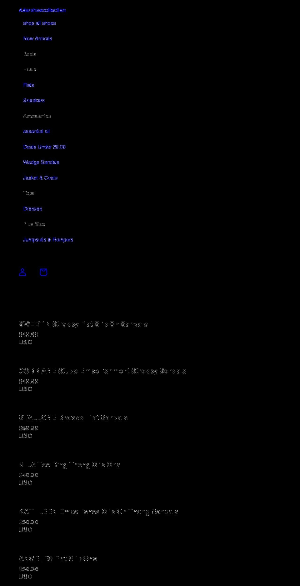 adarshoecollection.com shopify website screenshot