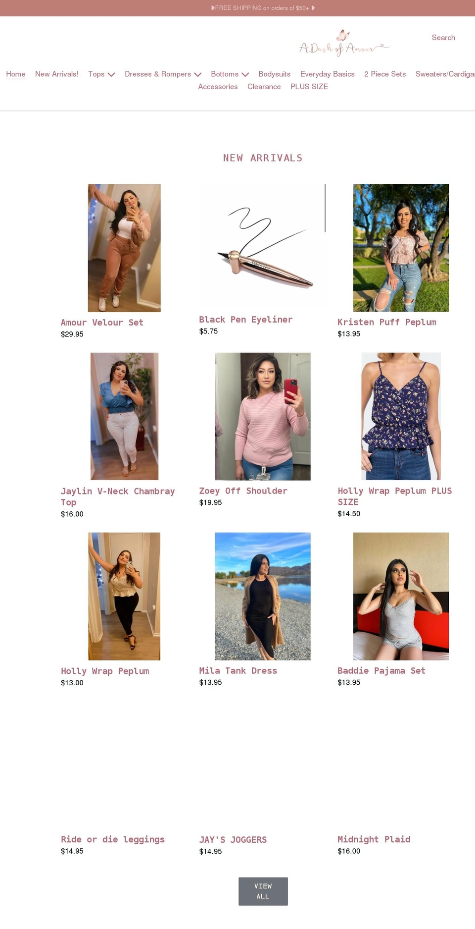 adashofamour.com shopify website screenshot
