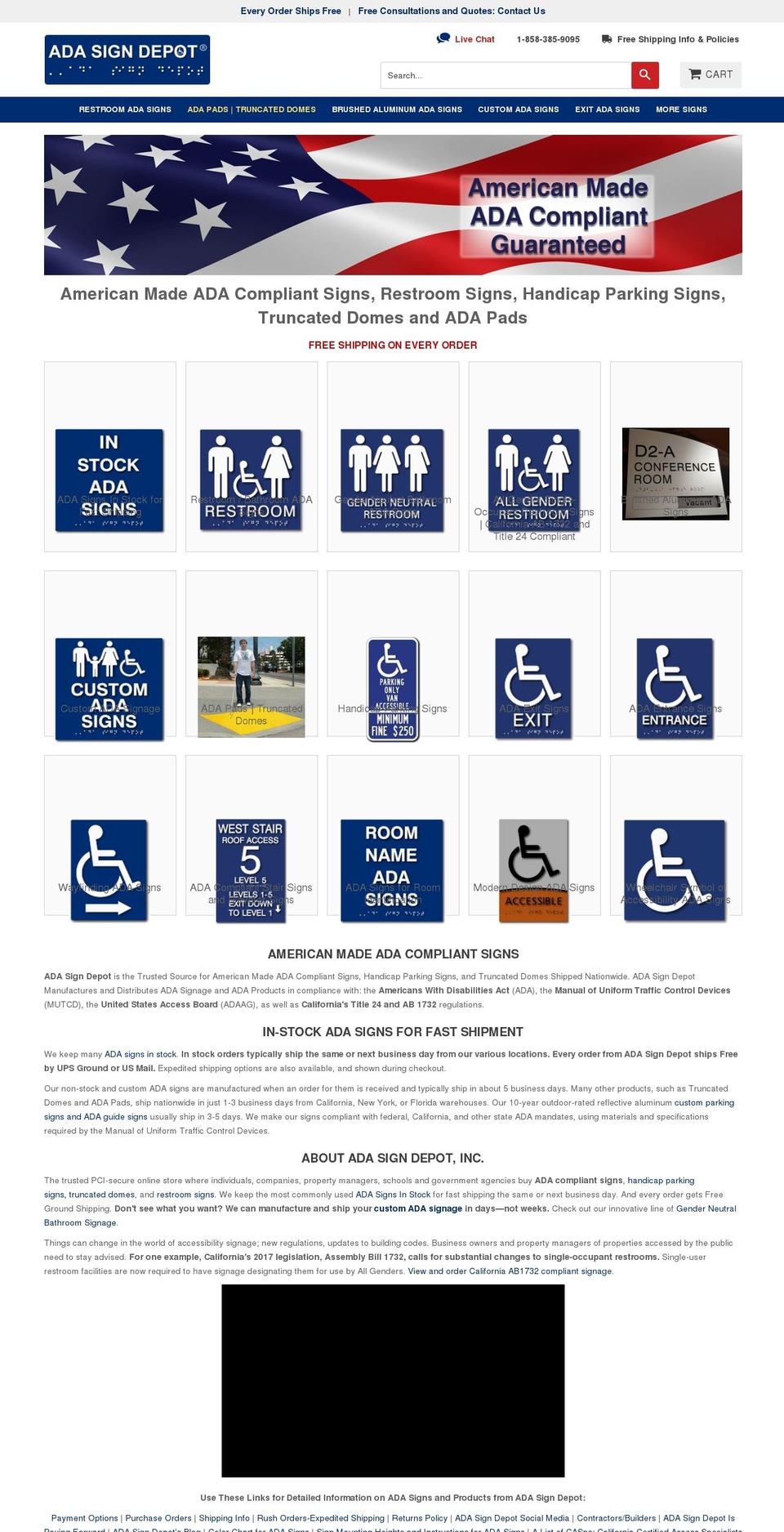ADA Sign Depot - LIVE Shopify theme site example adasignsdepot.com
