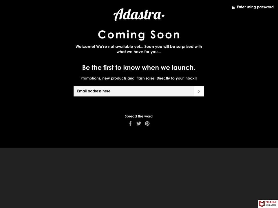 adastrastore.com shopify website screenshot