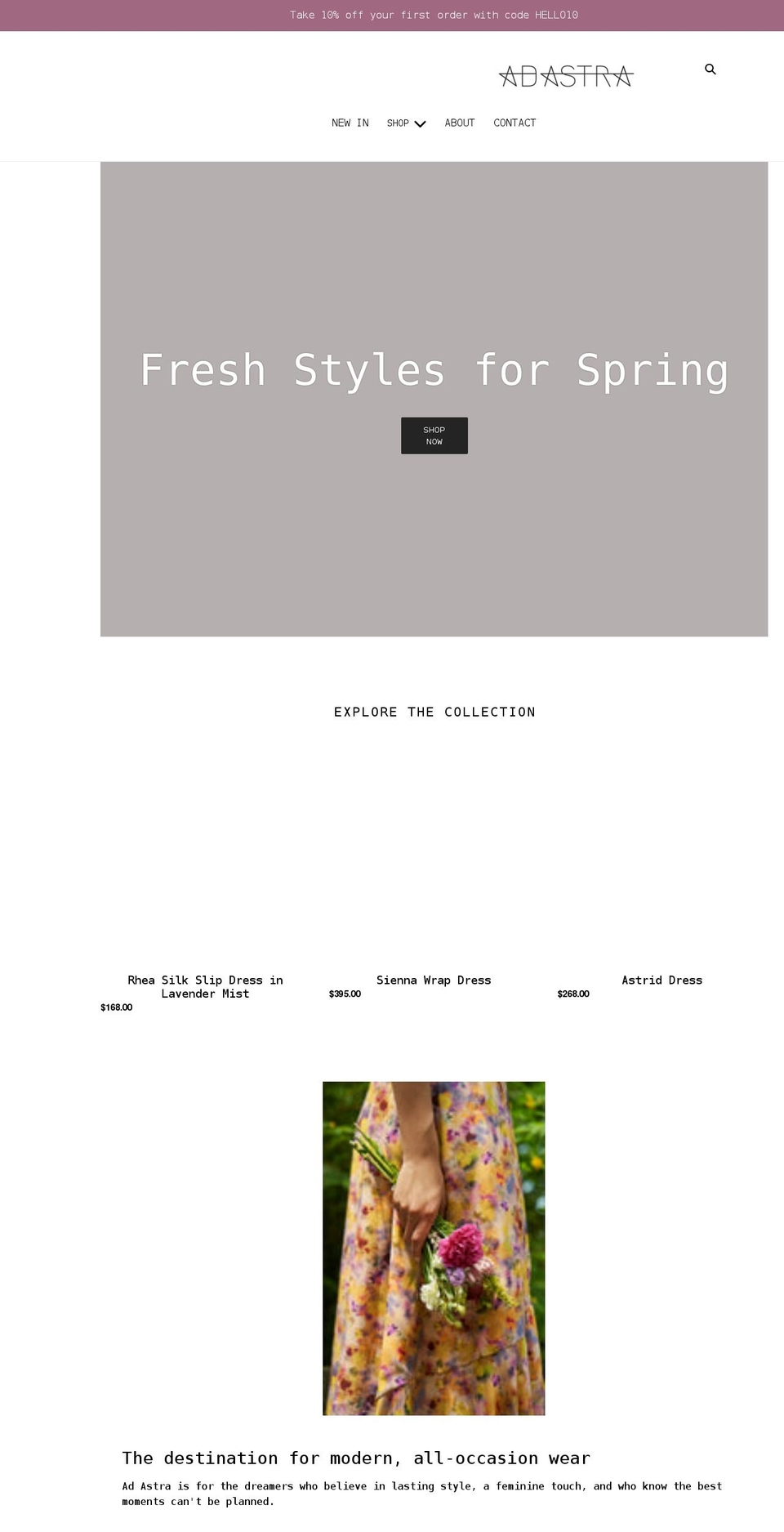 adastrathelabel.com shopify website screenshot
