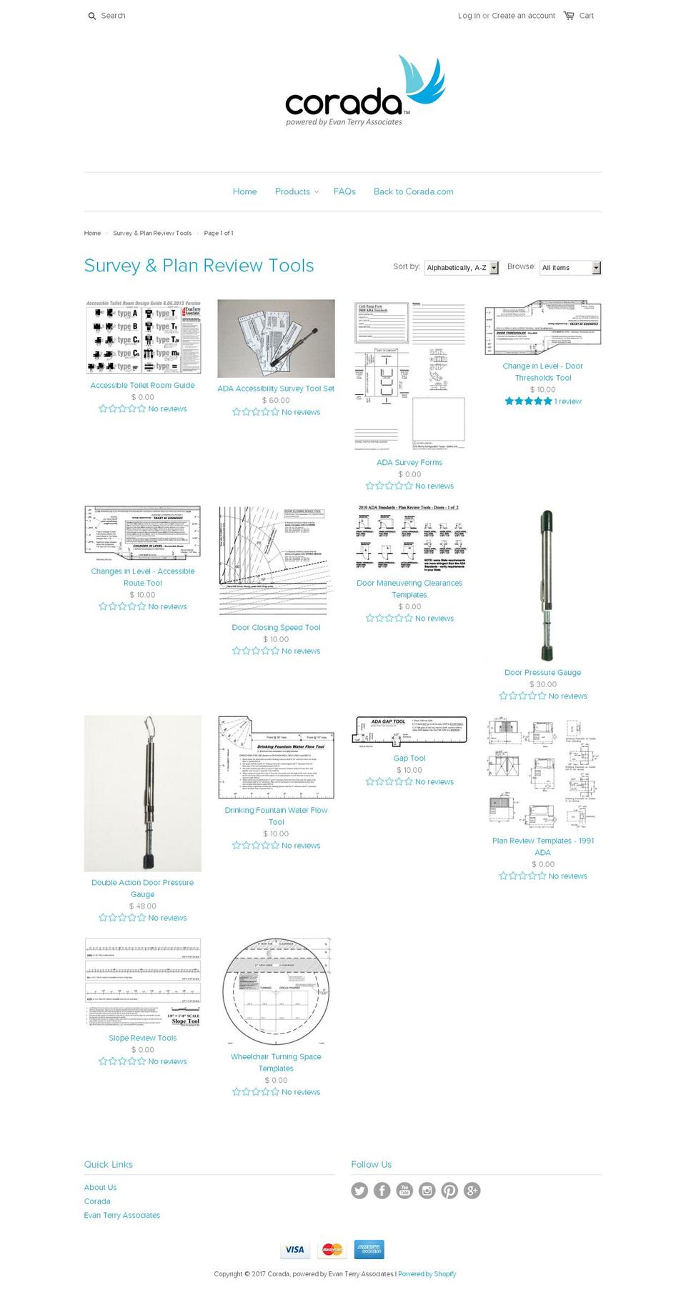 adasurveytools.com shopify website screenshot